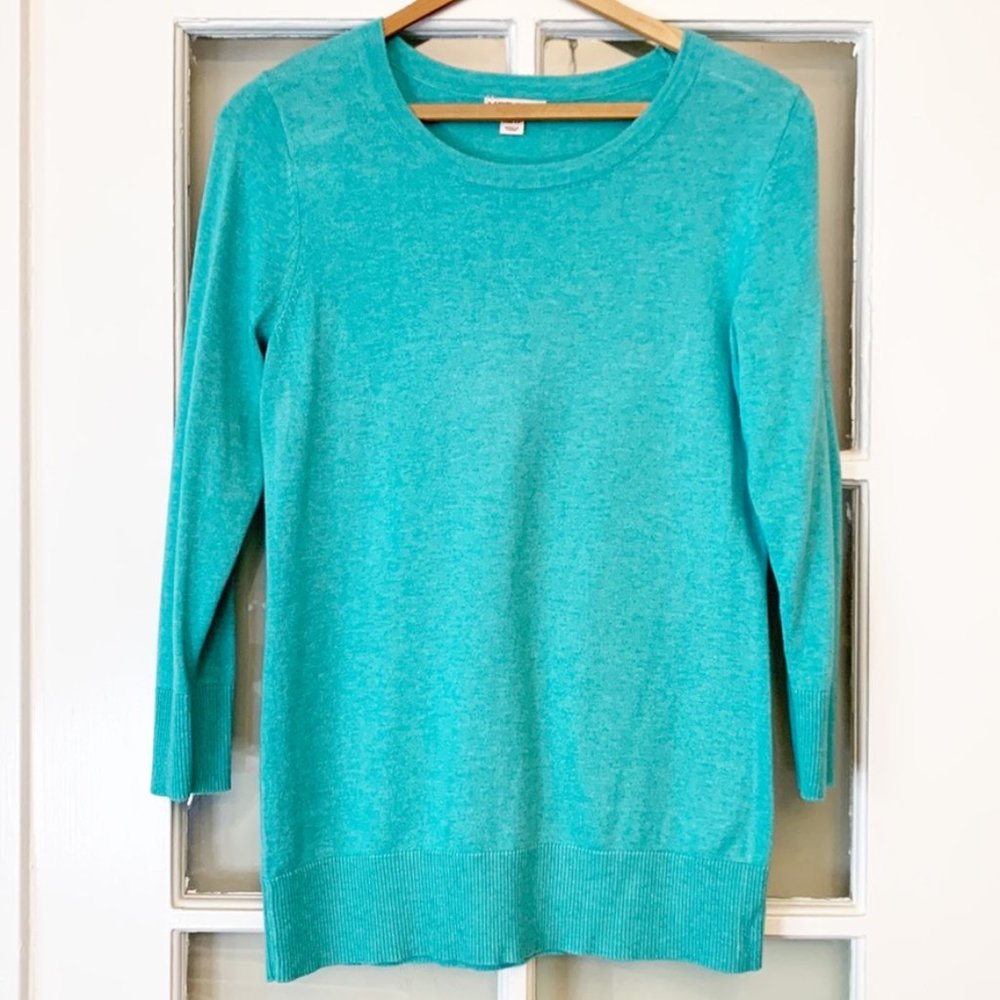 Merona Women’s 3/4 Sleeve Teal Sweater (Size XS)